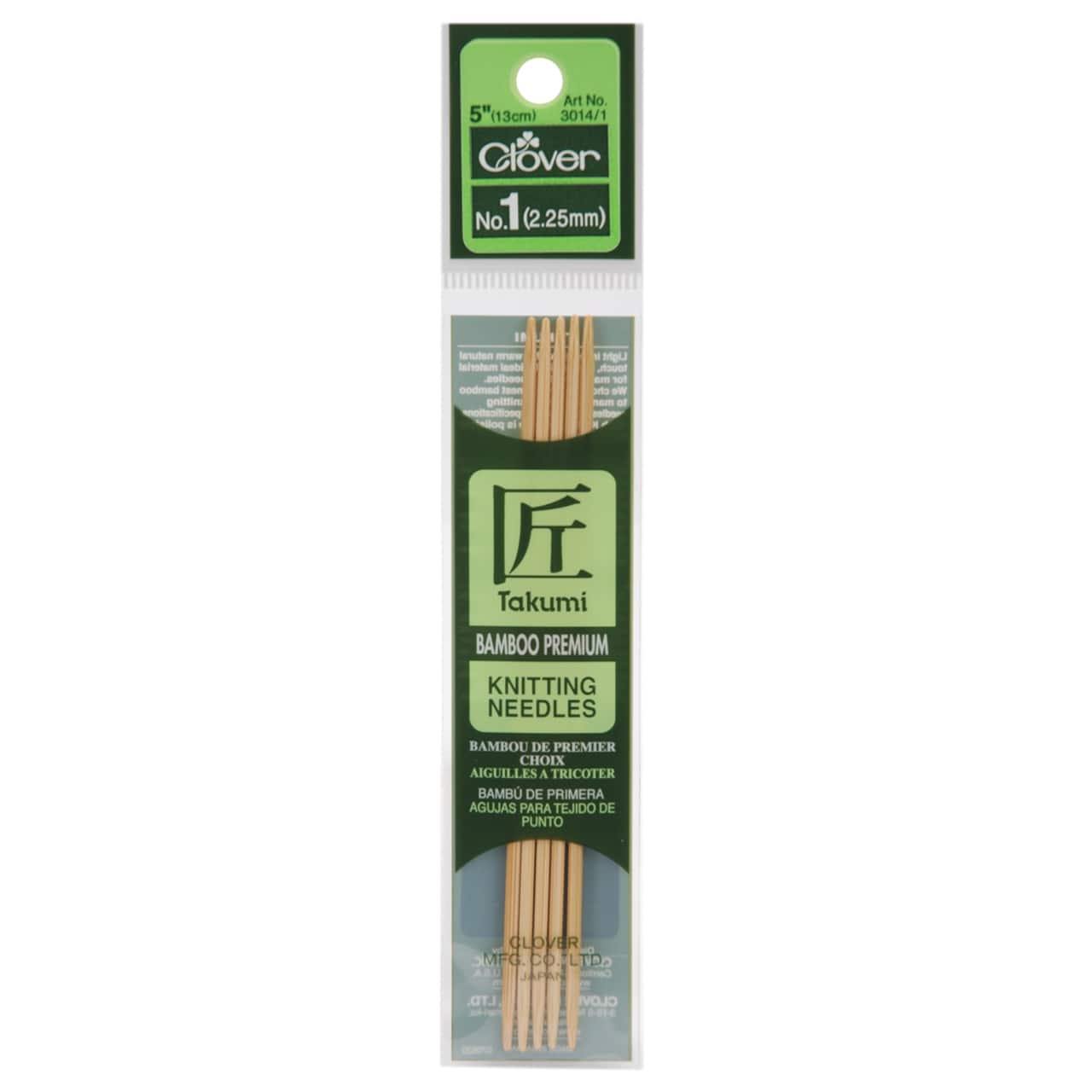 Clover Takumi® 5" Bamboo Double Pointed Knitting Needles